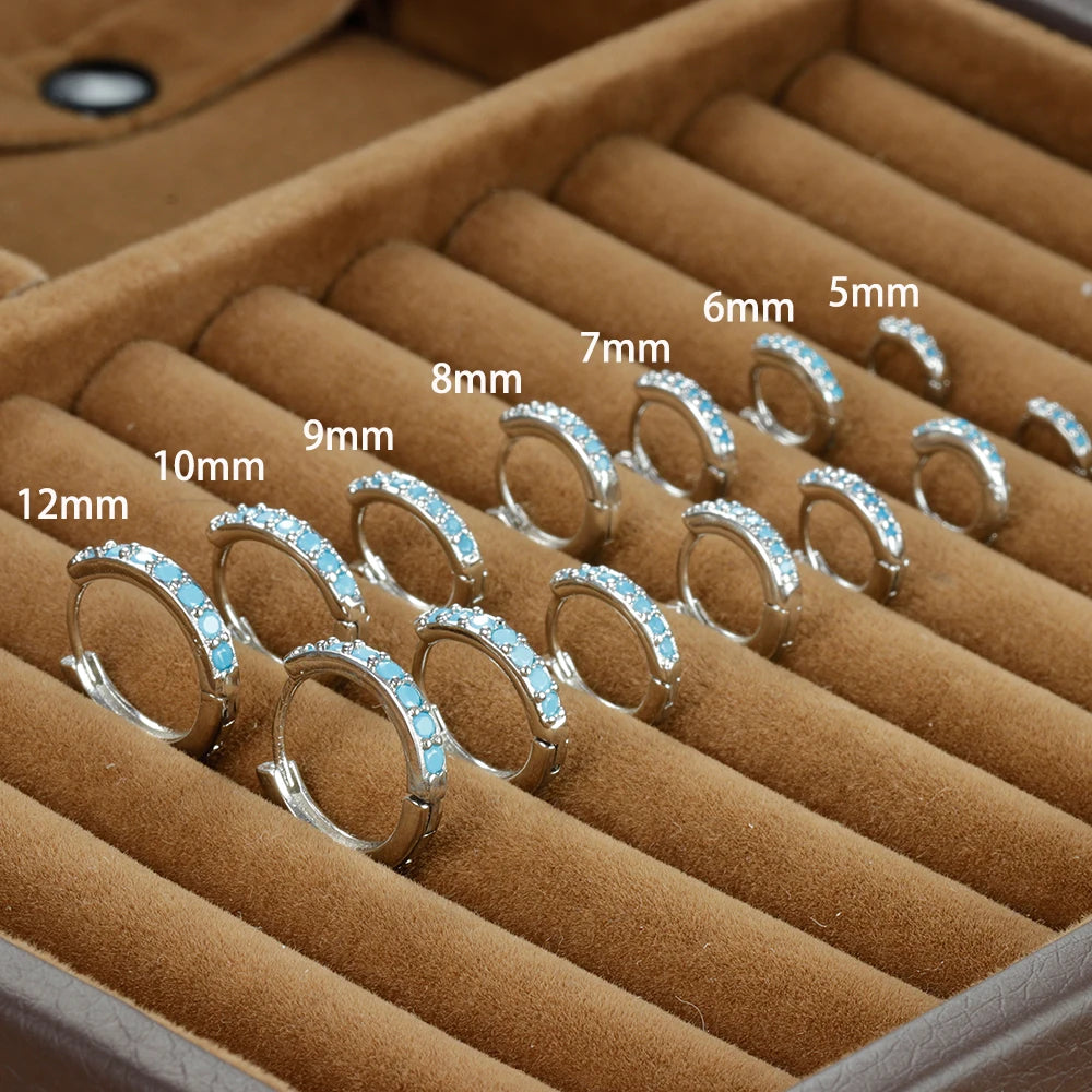 1Pair Stainless Steel Minimal Hoop Earrings Crystal Zirconia Trend