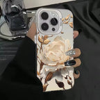 Gold Lotus Silver IMD Case for iPhone 16 15 14 13 12 11 Pro Max