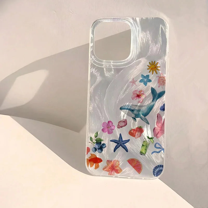 Shell Pattern Laser Case for Samsung A55 A54 A35 A16 S25 S24 S23 Ultra S22