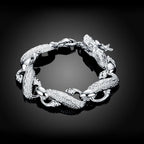 Square Solid Chain Bracelet 925 Sterling Silver Men Women Party Fashion Gift