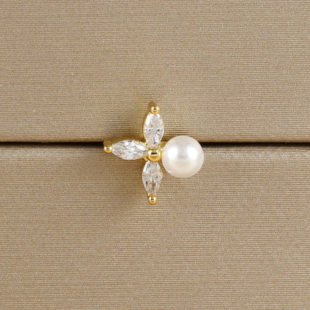 1PC Stainless Steel Mini Zircon Cross Stud Earrings Gold Helix Tragus