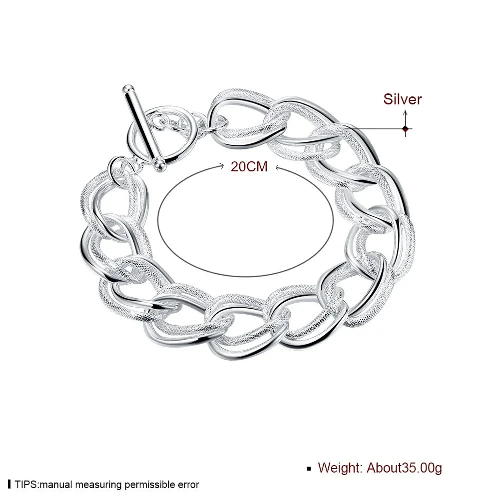 Double Twist Chain Bracelet 925 Sterling Silver Women Wedding Accessories