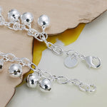 Fashion Charm Chain Bracelet 925 Sterling Silver Women Lady Wedding Jewellery