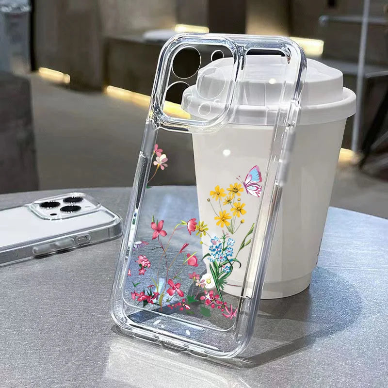 Wildflower Graphic Clear Case for Redmi Note 13 12 Pro Plus 12S 11S 10S