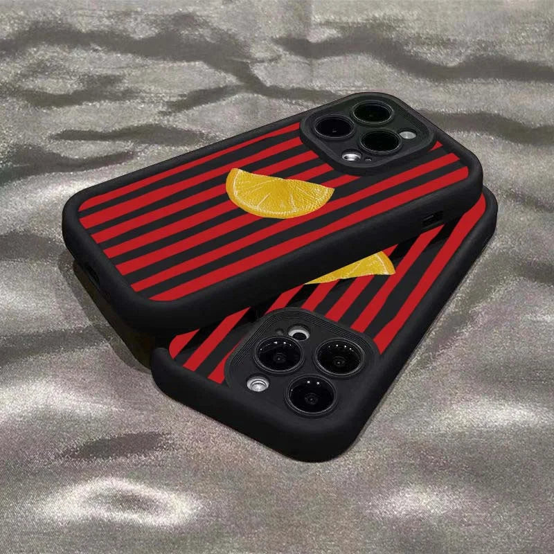 Lemon Cool Stripe Case for iPhone 17 16 15 14 13 12 11 Pro Max XS XR 7 8 Plus