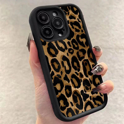 Fashion Black Leopard Case for iPhone 17 16 15 14 13 12 11 Pro Max 7 8 Plus