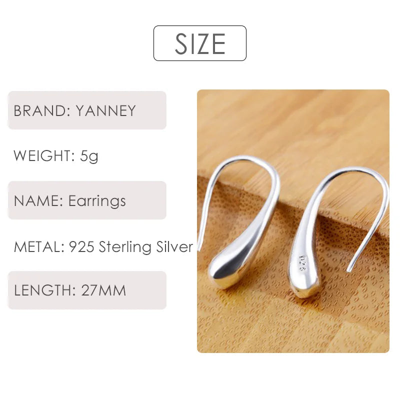 925 Sterling Silver Teardrop Stud Earrings Women High Quality Party Jewellery