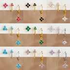 3PCS Fashion Stainless Steel Flower Small Hoop Earrings Set 18K Gold