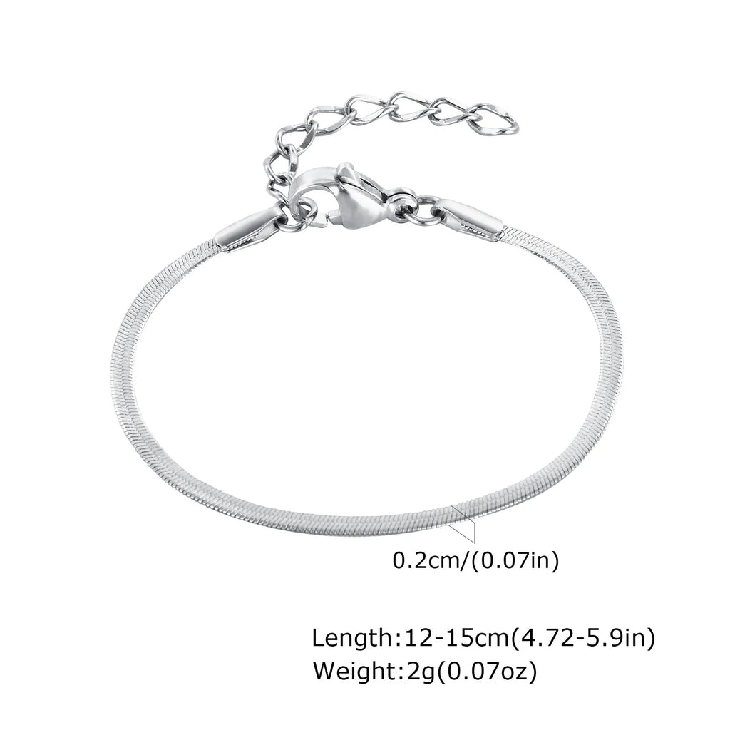 Snake Chain Bracelets for Little Girls 12cm-15cm, Hypoallergenic Non Tarnish Stainless Steel Adjustable Link