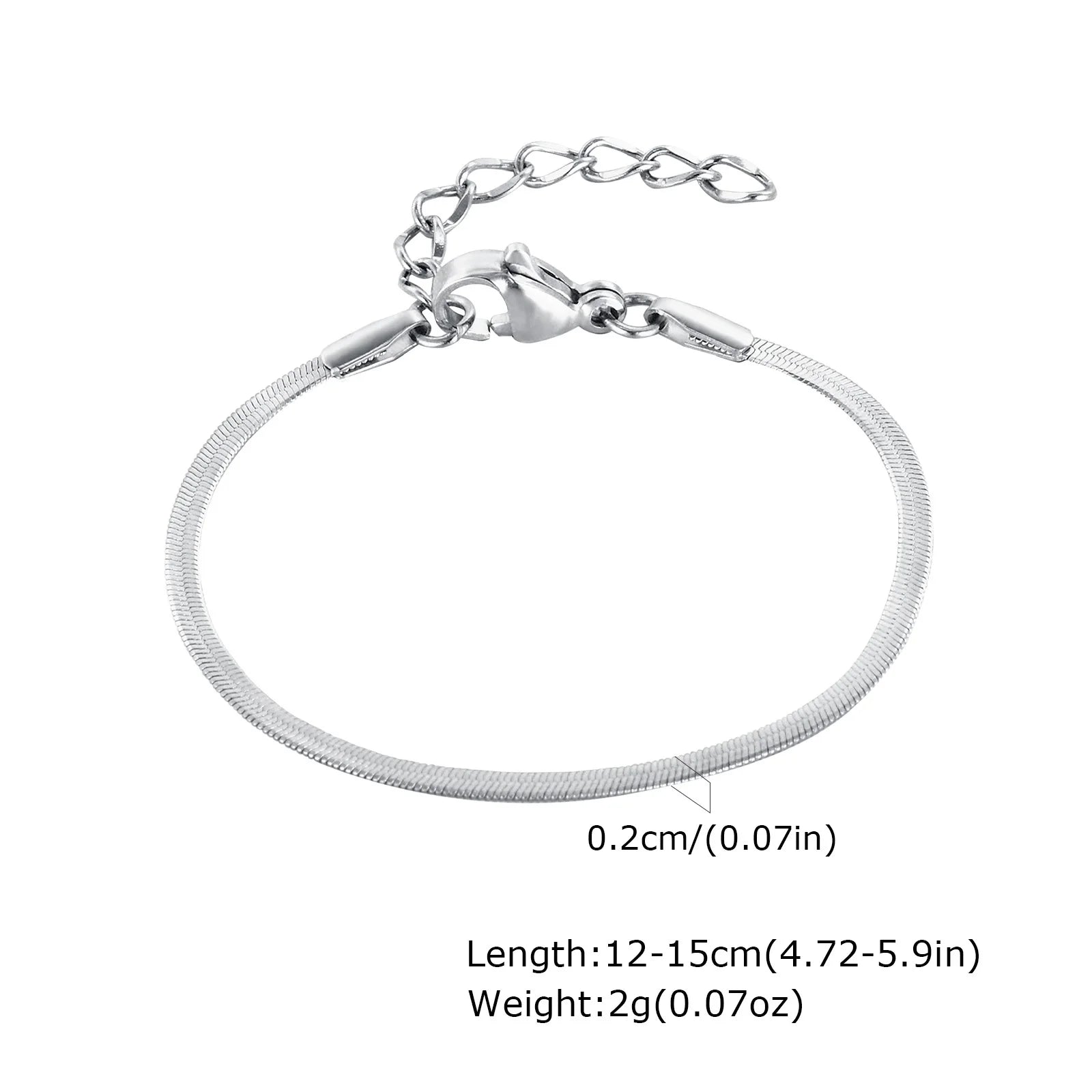 Snake Chain Bracelets for Little Girls 12cm-15cm, Hypoallergenic Non Tarnish Stainless Steel Adjustable Link