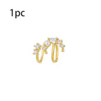 New Stainless Steel Cubic Zirconia Star Moon Dangle Chain Earrings
