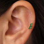 Exquisite Crystal Leaves Stud Earrings Stainless Steel Horse Eyes