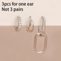 3PCS Stainless Steel Zircon Hoop Earrings Set Gold Colour Piercing