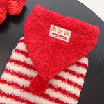 Instagrammable Pet Hoodie, Red Striped Dog Cat Vest, Cute Matching Outfit for Daily Fashion, Cozy Knit Wear with Hood for Puppy