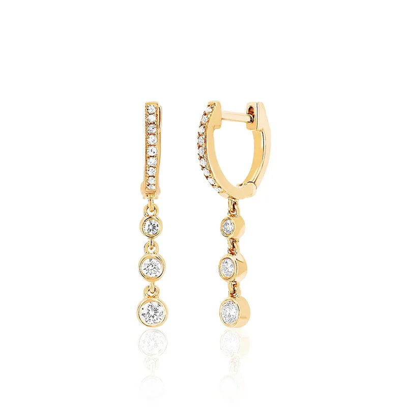 Stainless Steel Gold Colour Chain Dangle Drop Earrings Clip Earring