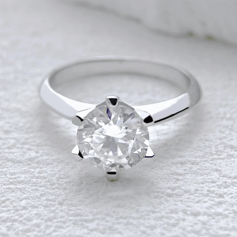 NeeTim 1-5CT Moissanite Ring Lab Diamond Solitaire Ring for Women S925 Silver Engagement Party Wedding Band Jewelry Certified