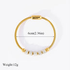 Heart Roman Numeral Zircon Bead Stainless Steel Snake Bone Bracelet