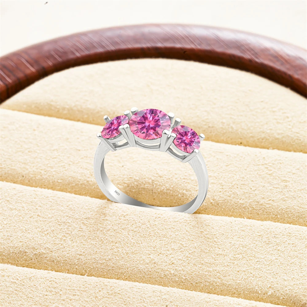 Total 4 carat moissanite ring D Color VVS1 EX Round Moissanite Ring 925 Sterling Silver Eternity Ring Women Engagement Wedding