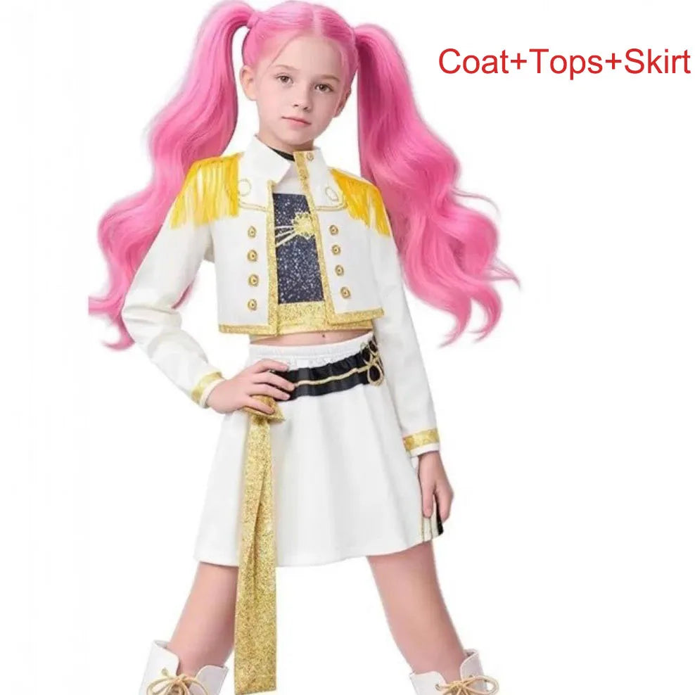 Kids Kpop Demon Hunter Cosplay Rumi Zoey Mira Suit 3D Print Costume Outfit