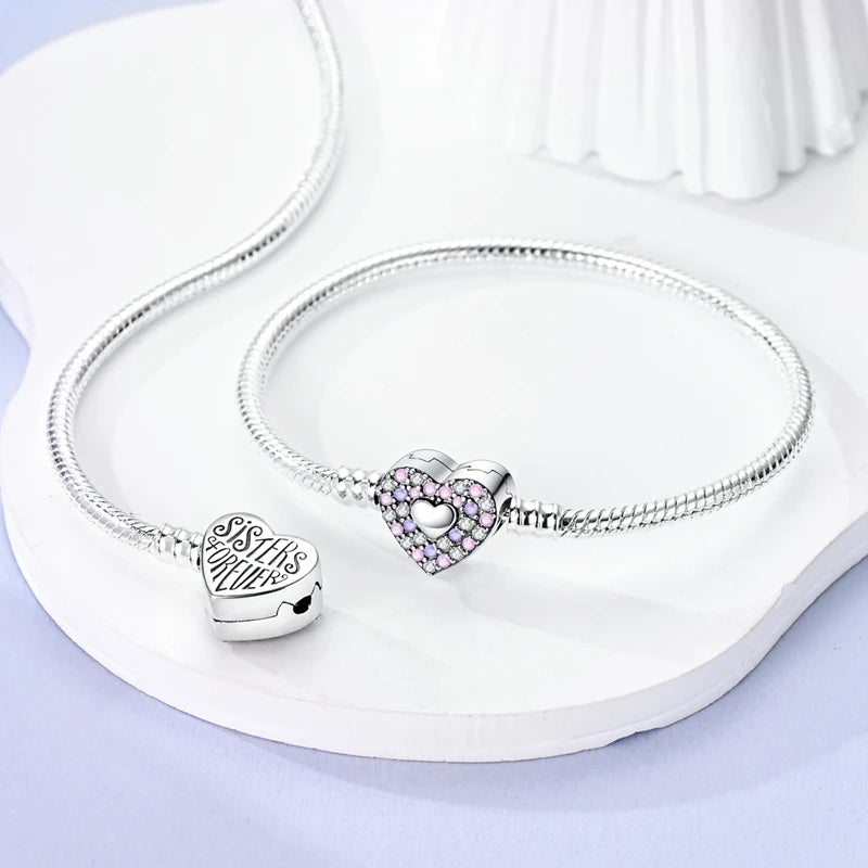 925 Sterling Silver Forever Love Peach Heart Bracelets Star Moon Airplane Earth Bracelets For Women Fit DIY Charms Party Jewelry