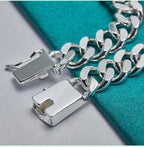 10mm Men's Geometric Chain Bracelet 925 Sterling Silver Noble Fashion Gift