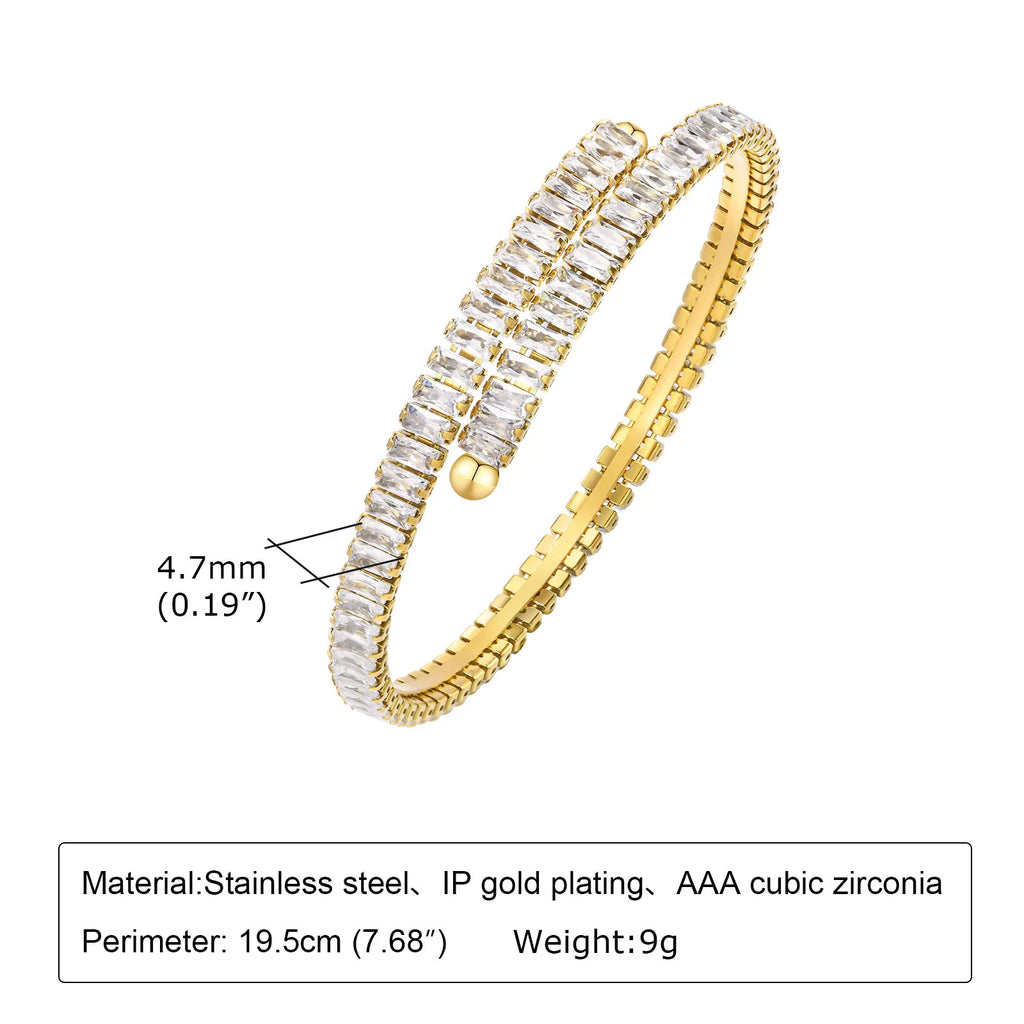 Charms Tennis Bracelet for Women, Cubic Zirconia Chain Bracelet Adjustable,Stainless Steel Miami Link CZ Bangle Gift