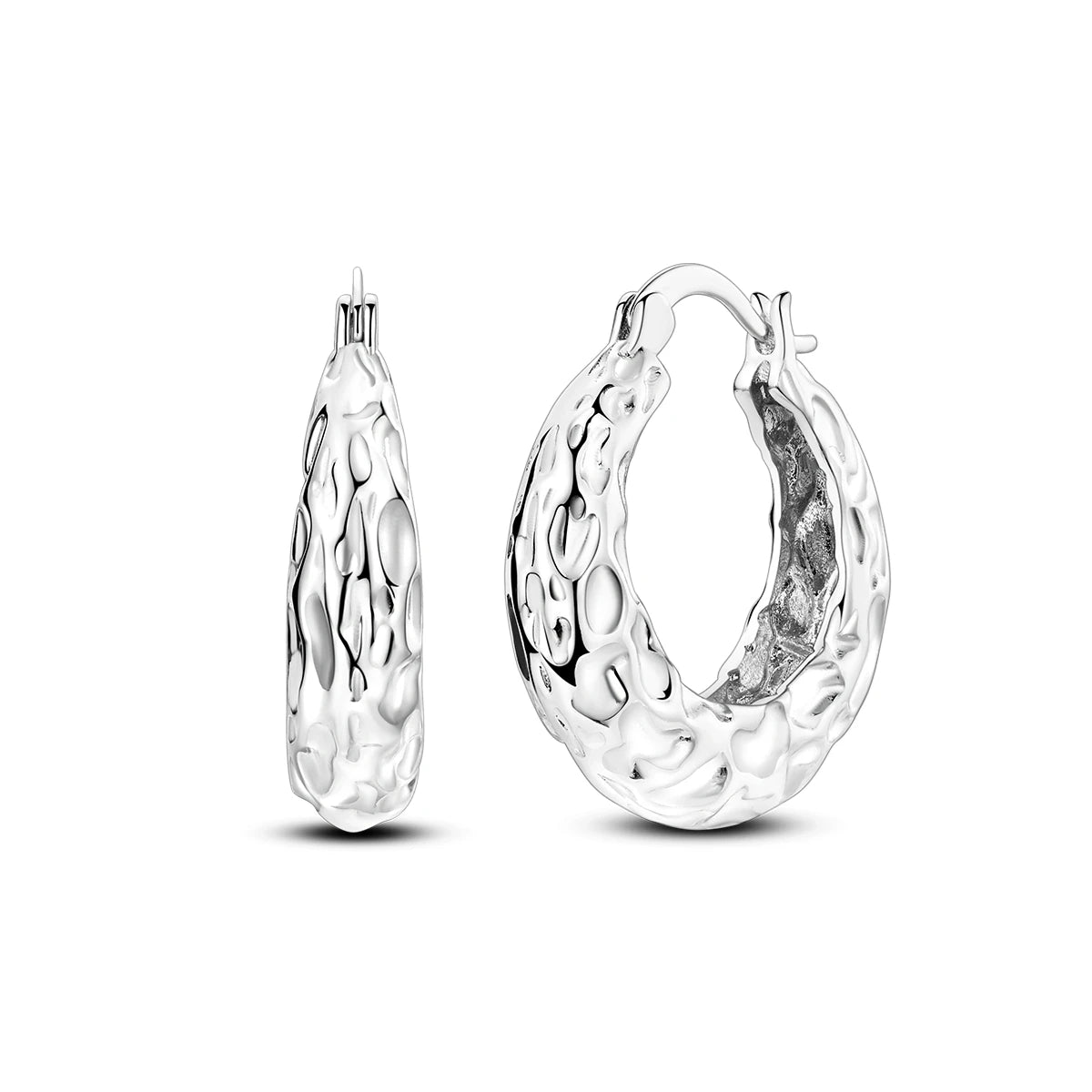 925 Sterling Silver Vintage Patterned Stone Inlaid Hoop Earrings Trendy Gift