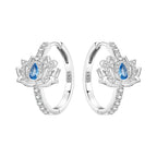 925 Sterling Silver Blue Zircon Starry Sky Hoop Earrings Trendy Jewellery