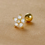 1pc Stainless Steel Moon Cross Stud Tiny Zirconia Rook Tragus Helix Piercing