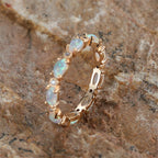 Bride Small Oval Stone Ring White Fire Opal Stacking Rings For Women Silver Gold Color Luxury Zircon Lover Wedding Bands Jewelry