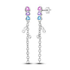 925 Sterling Silver Tassel Zircon Ear Studs Sparkling Hoop Earrings Gift