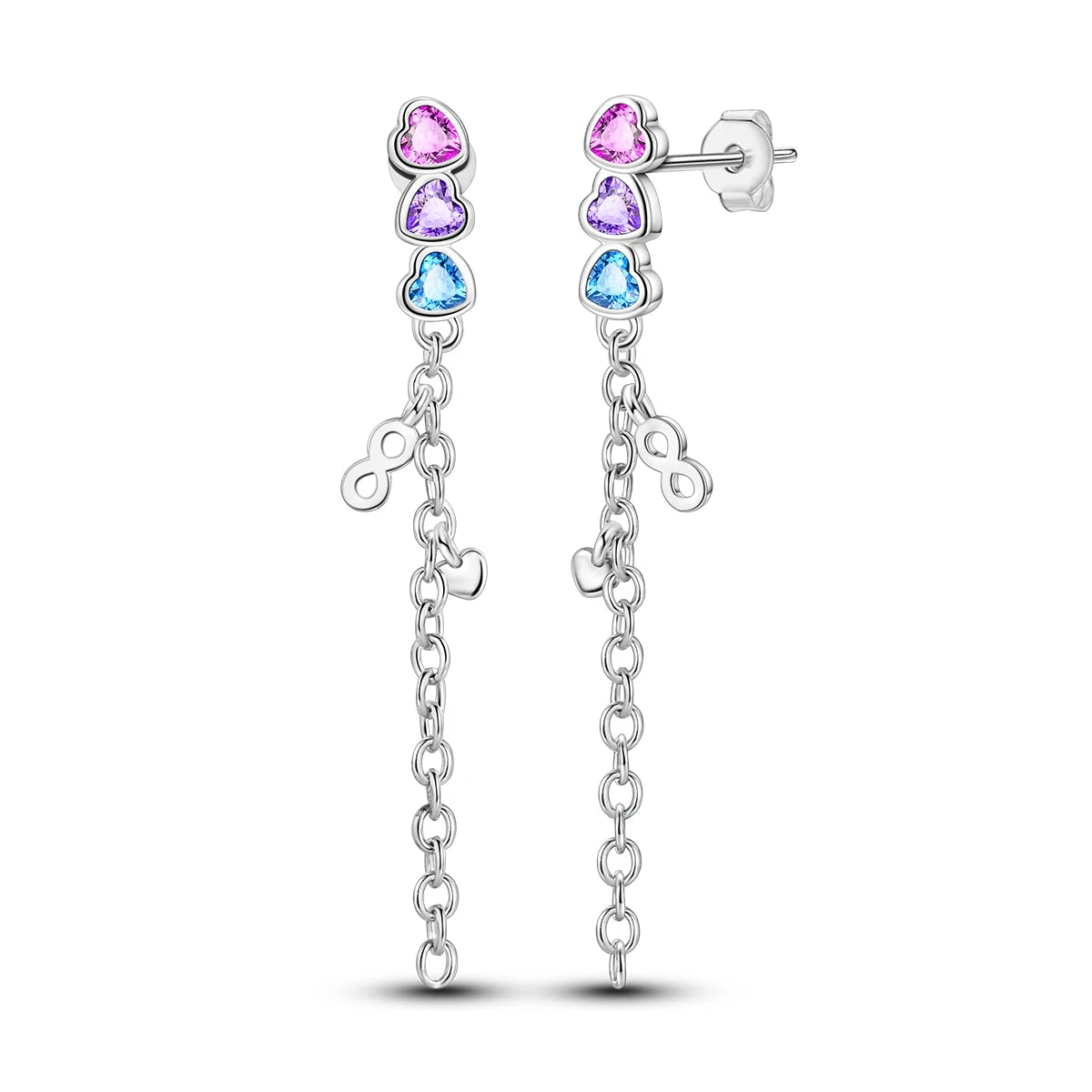 925 Sterling Silver Tassel Zircon Ear Studs Sparkling Hoop Earrings Gift