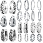 925 Sterling Silver Vintage Vine Versatile Hoop Earrings Fine Birthday Gift