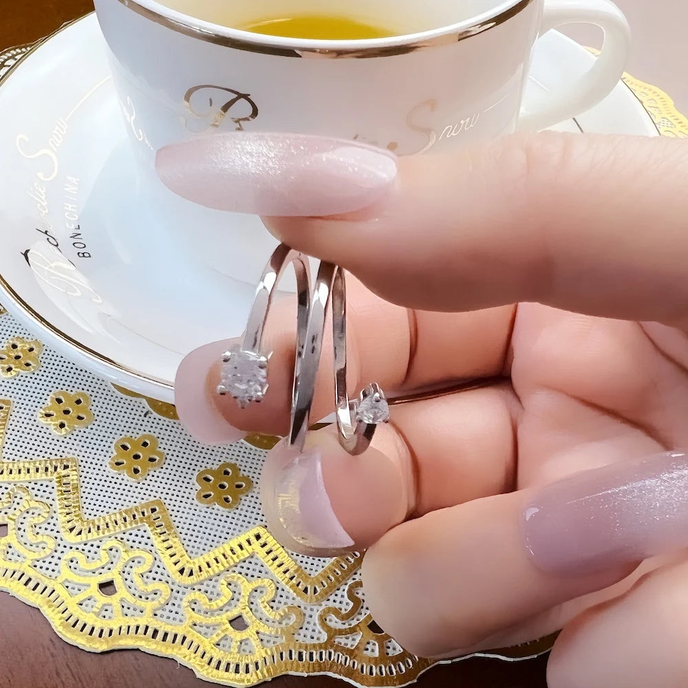 Arrow White Stones Open Ring 925 Sterling Silver Trendy Jewellery Women