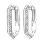 925 Sterling Silver Minimalist Blue Zircon Hoop Earrings Anniversary Gift