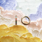 Colourful Stone Gold Plated Hoop Earrings 925 Sterling Silver Bohemia