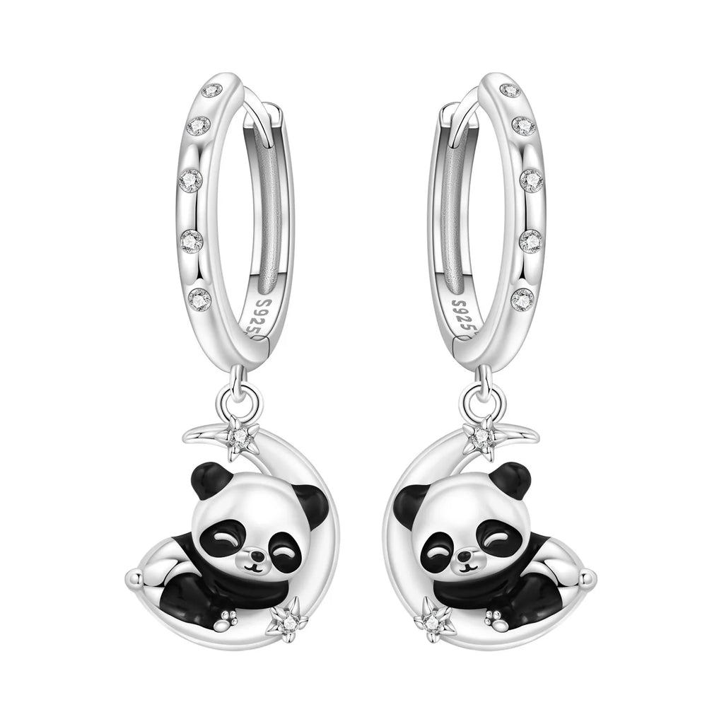 925 Sterling Silver Double Layer Pet Paw Print Drop Earrings Fashion Gift