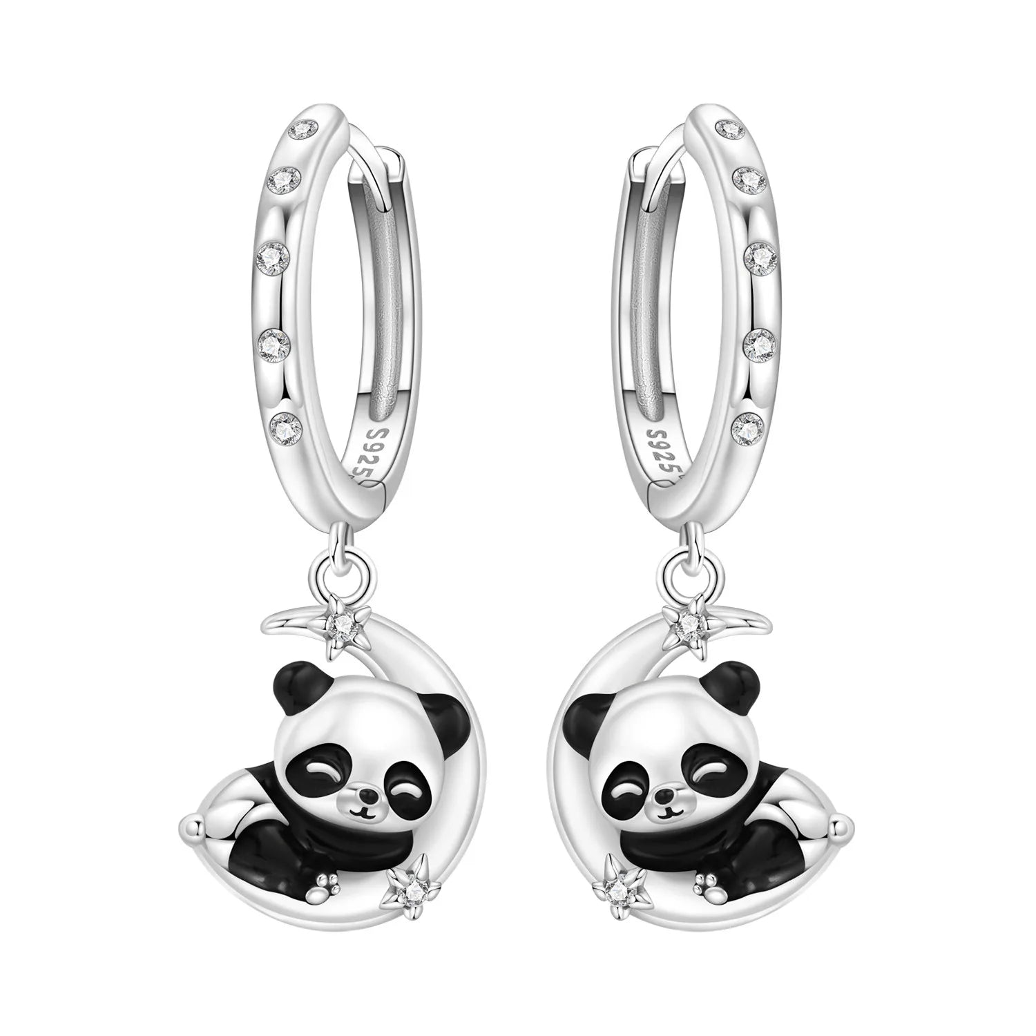 925 Sterling Silver Double Layer Pet Paw Print Drop Earrings Fashion Gift
