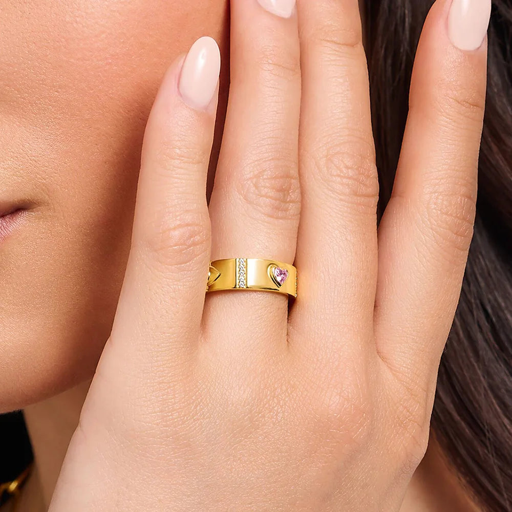 Gold Ring Cosmic Motifs 925 Sterling Silver Vintage Talisman Lucky Gift