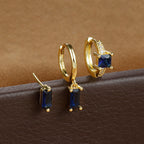 3PCS Stainless Steel Flower Crystal Zirconia Hoop Earrings Square