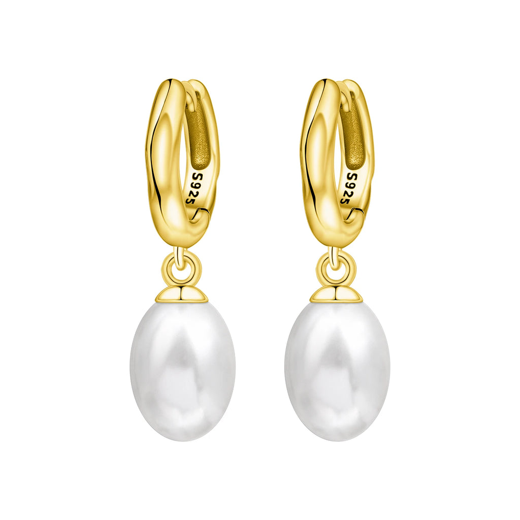 925 Sterling Silver Simple Gold U-shaped Versatile Hoop Earrings Birthday Gift