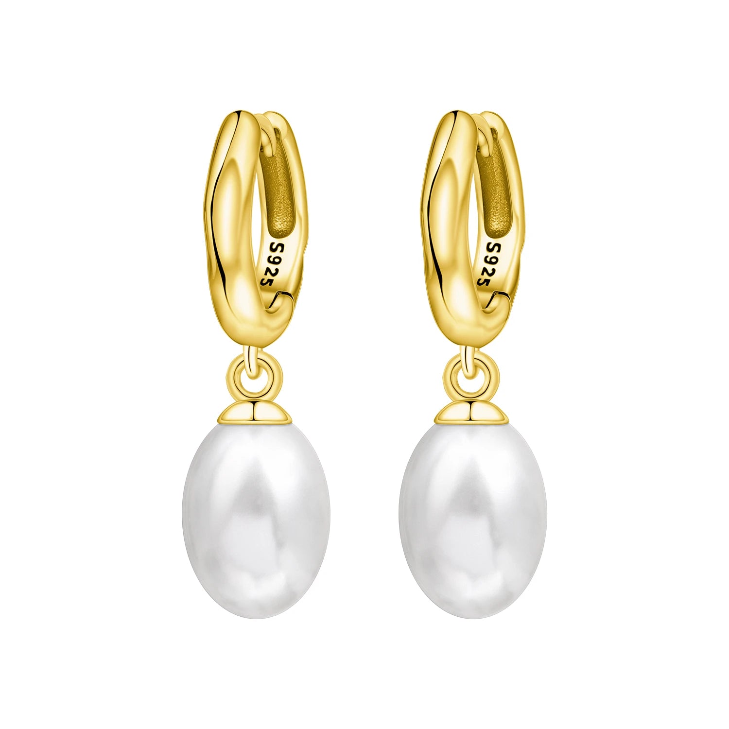 925 Sterling Silver Simple Gold U-shaped Versatile Hoop Earrings Birthday Gift