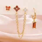 3PCS Exquisite Stainless Steel 12 Constellation Birthstone Earrings Set