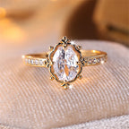 Delicate Female Oval Stone White Zircon Wedding Bands Antique Gold Color Promise Engagement Rings For Women Mothers Day Jewelry