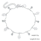 Four-Leaf Clover Zircon Chain Bracelet 925 Sterling Silver Wedding Accessory