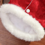 Festive Red Plush Vest Dog Cat Embroidered Costume Warm Sleeveless Jacket