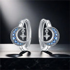 925 Sterling Silver Moon Tassel Versatile Hoop Earrings Fine Birthday Gift