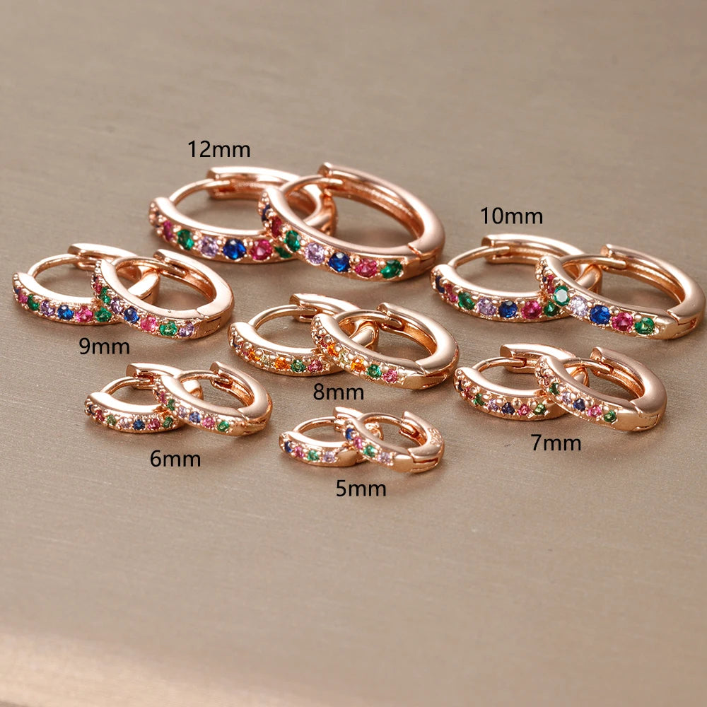 2PCS Minimal Crystal Zirconia Stainless Steel Hoop Earrings Huggie