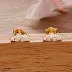 14K Gold Plated Stainless Steel Small Stud Earrings Mini Zircon