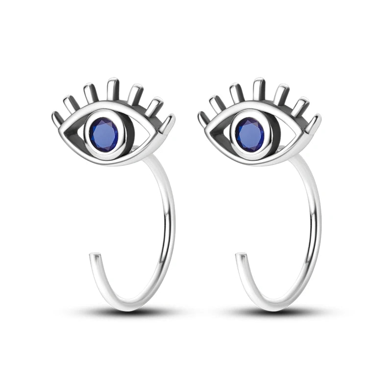 925 Sterling Silver Religious Demon Evil Eye Zircon Stud Earrings Gift